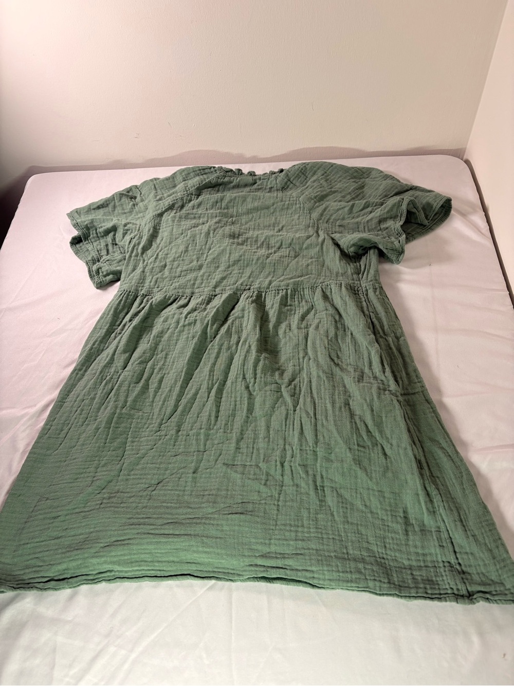 Old Navy Sage Green Short Sleeve Cotton Gauze Dress